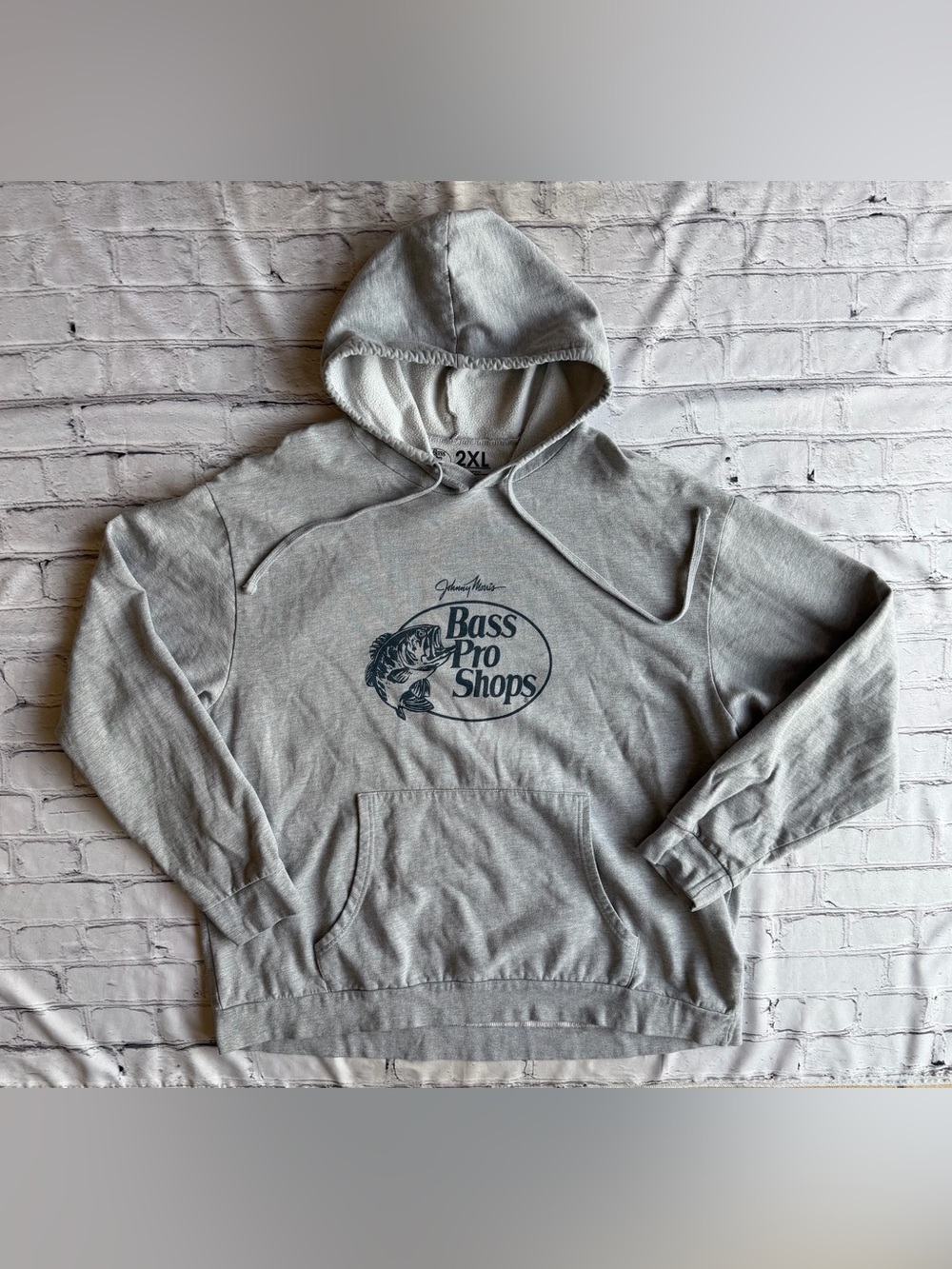 Bass Pro Shops Hooded Sweatshirt Hoodie Grey XXL Logo Fishing Outdoors Hunting
